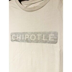 RARE Chipotle Employee Work Metallic Sliver Logo T-Shirt XL Loomstate Burrito